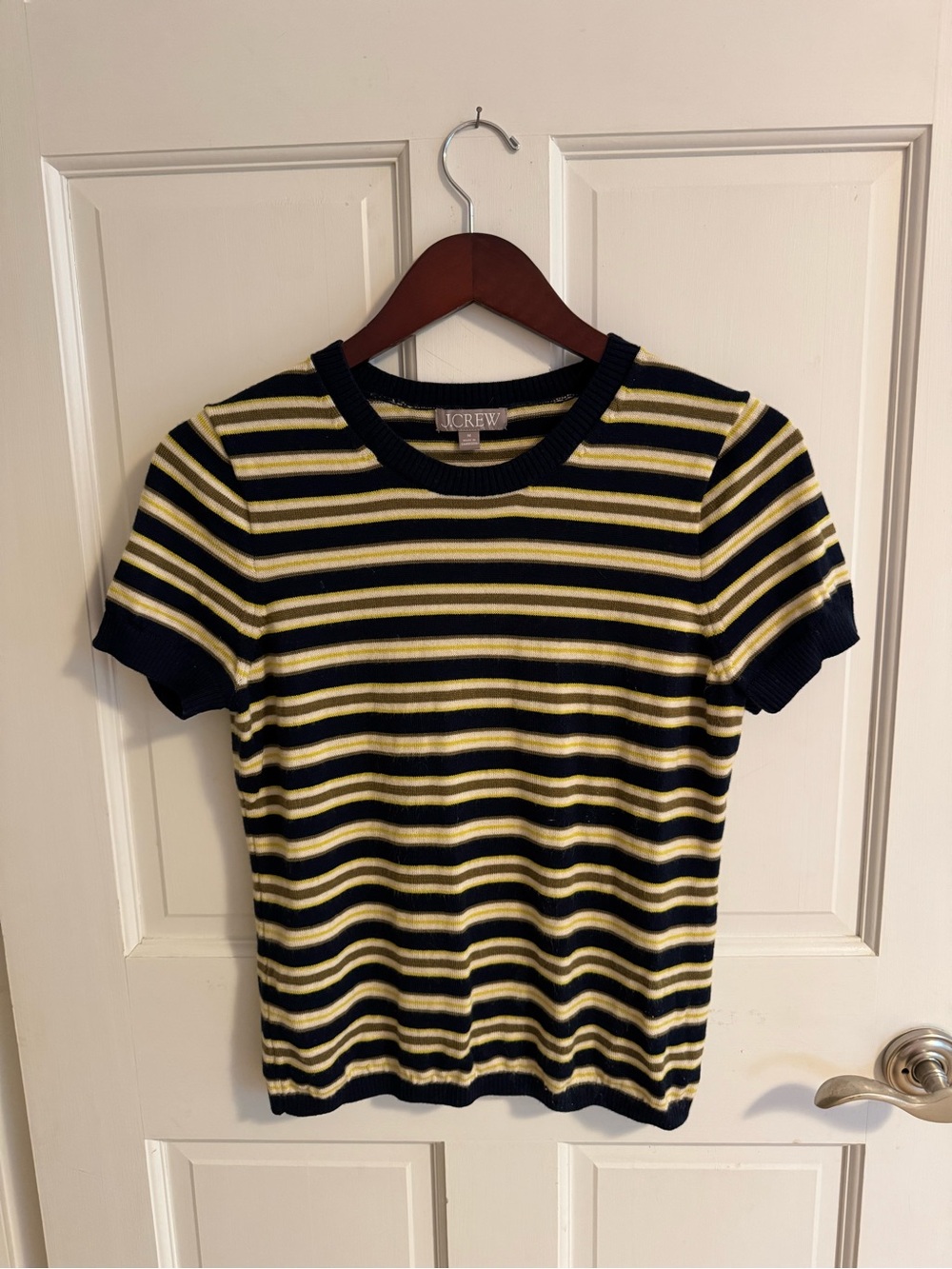 J. CREW Carolyn Merino Tee in Navy Multi Stripe
